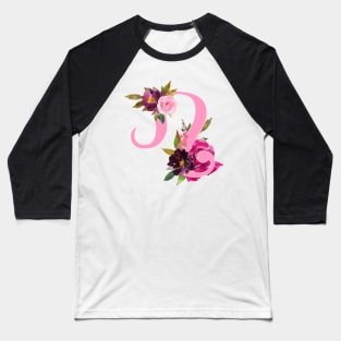 Leo Horoscope Zodiac Pink Flower Design Baseball T-Shirt